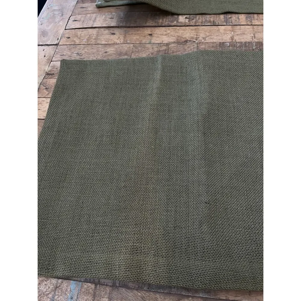 Olive Green Textured Burlap Jute Placemats Set of 4 20